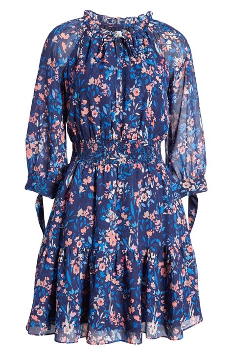 Eliza J Floral Smocked Waist Long Sleeve Dress Nordstrom