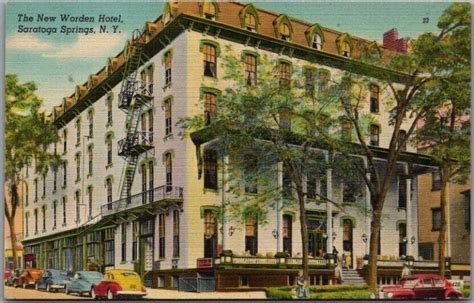 Saratoga Springs New York Postcard The New Worden Hotel Street View