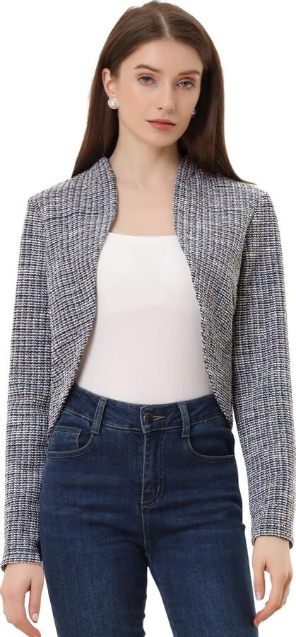 Allegra K Tweed Bolero Shrug For Women S Open Front Office Long Sleeve