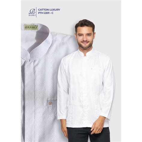 Jual Baju Koko Putih Lengan Panjang Ramli Katun Linen 230 Shopee