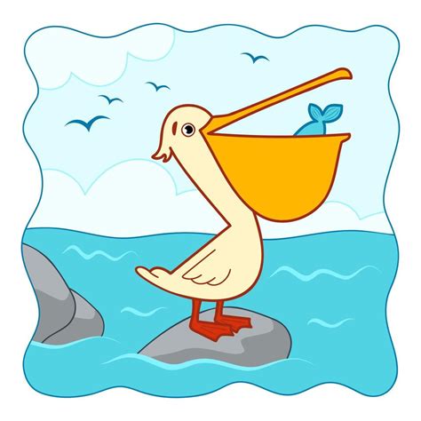 Cute Pelican cartoon. Pelican clipart vector. Nature background 8358822 ...