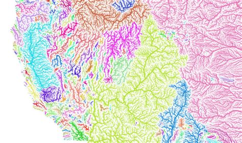 River Basins of the US in Rainbow Colours high Resolution Digital Print Map Print, Wall Art ...