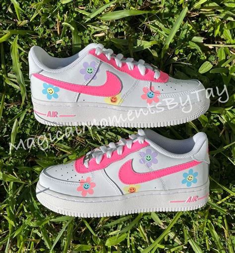 Flower Smiley Face Air Force 1 Hippie Air Force 1 Flower Air Etsy