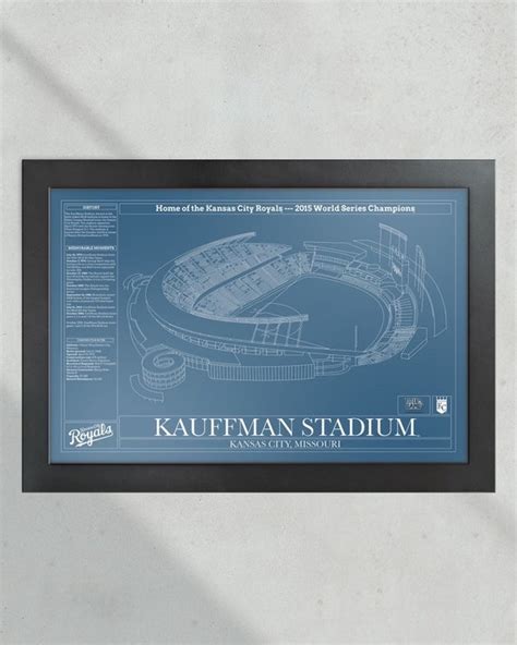 Kansas City Royals Kauffman Stadium Ballpark Blueprint Etsy