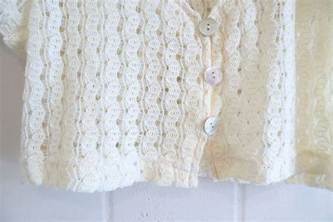 Ivory Short Sleeve Crochet Cardigan [l 204] Fizzvintage