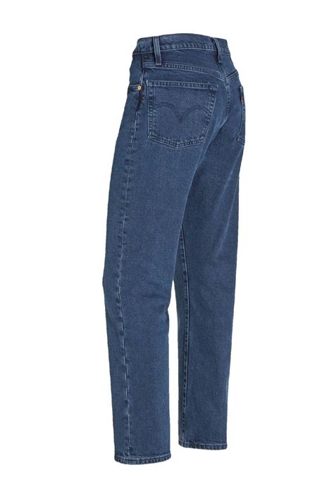 Levis 501 Cropped High Waist Straight Fit Jeans Dark Denim Wehkamp