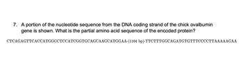 Answered 7 A Portion Of The Nucleotide Sequence From The DNA Coding