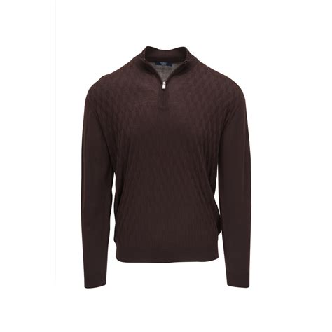 Fedeli Burgundy Textured Quarter Zip Pullover Mitchell Stores