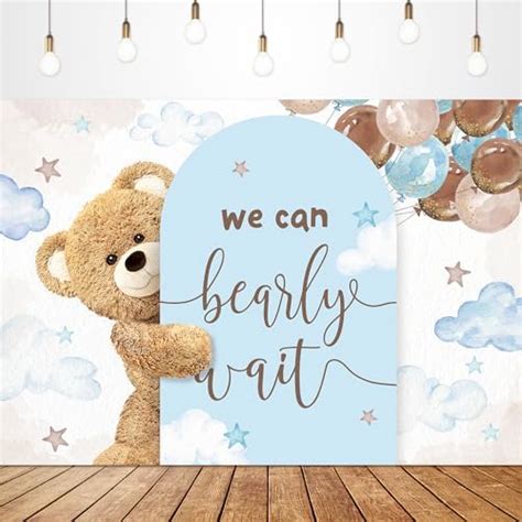 Amazon Avezano Boy Bear Baby Shower Backdrop Blue Flower We Can