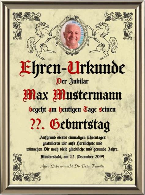 Ehrenurkunde Zum Geburtstag Mit Bild