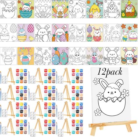 Amazon Zhanmai Pack Easter Pre Drawn Canvas For Painting Bunny