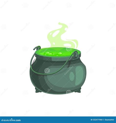 Witch Cauldron Halloween Magic Pot With Potion Stock Vector