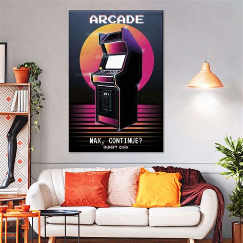 Personalized Retro Sunset Arcade Machine Wall art | Elephant Stock