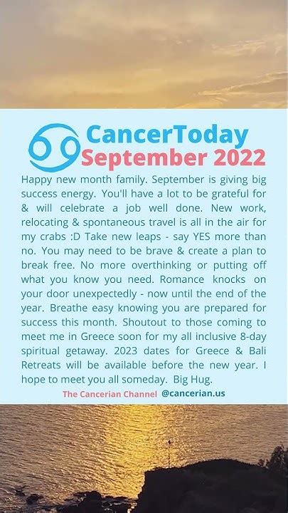 Cancers ♋️ September 2022 Horoscope Psychic Prediction Youtube