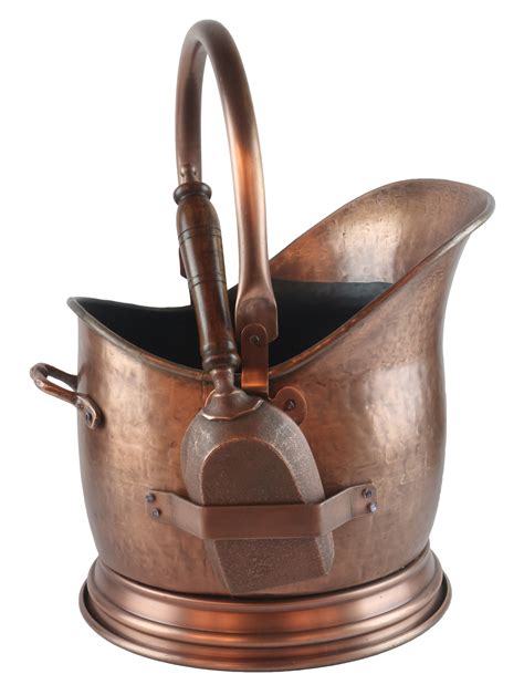 Coal Bucket With Shovel Antique Copper Finish Fire Tools Coal