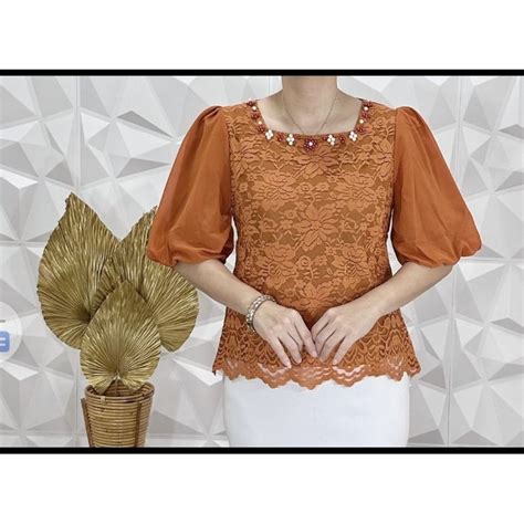 Jual Atasan Brokat Wanita Premium Kebaya Lengan Balon Atasan Kebaya