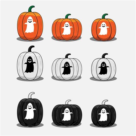 Colecci N De Calabazas De Halloween Con Vector De Calabazas Blancas Y