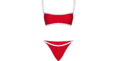 Hunza G Tyler Seersucker Bikini In Red Lyst