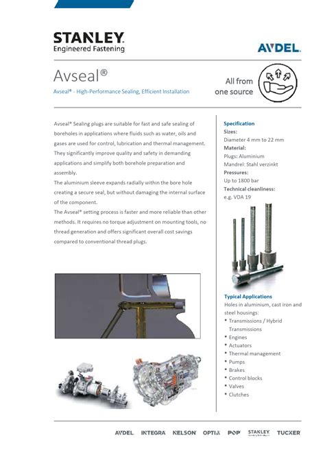 Avseal Stanley Engineered Fastening All In One Solution For Holes