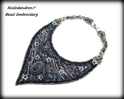 OOAK Statement Bead Embroidery Necklace With By Rododendron7