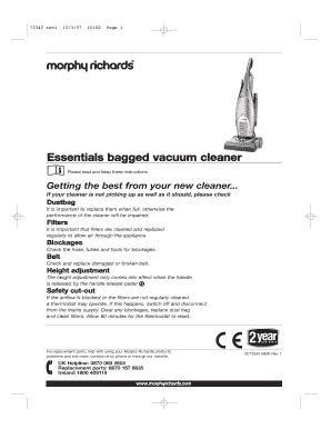 Fillable Online Essentials Bagged Vacuum Cleaner Fax Email Print