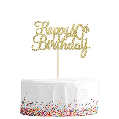 Gyufise 1 Pack Happy 40th Birthday Cake Topper Gold Glitter Cheers To 40 Fabulous Cake