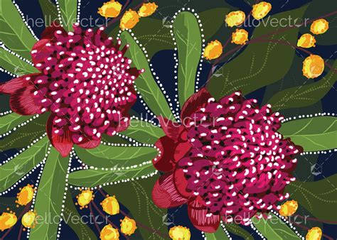 Australian Waratah Flower Artwork Illustration - Download Graphics ...