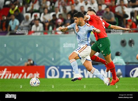 Marco Asensio Of Spain And Romain Saiss Of Morocco During Morocco V