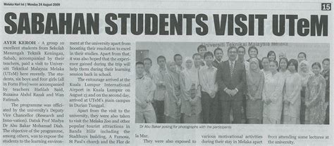 Utem In Newspapers August Mhi Sabahan Students Visit