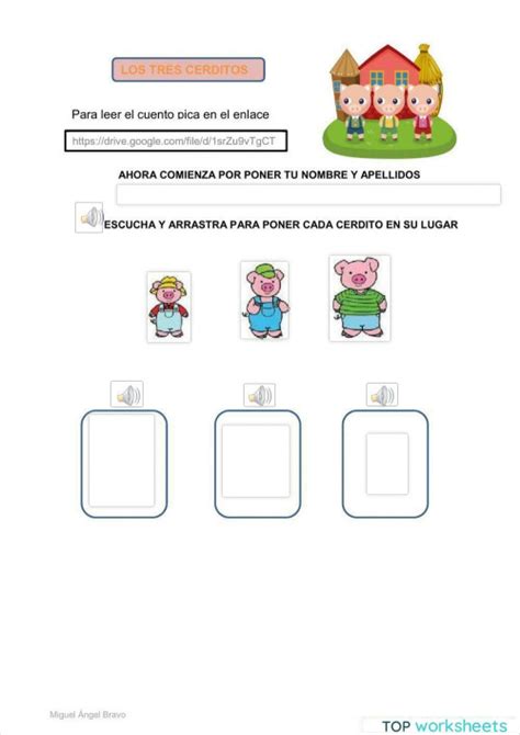 Los Tres Cerditos Ficha Interactiva Topworksheets