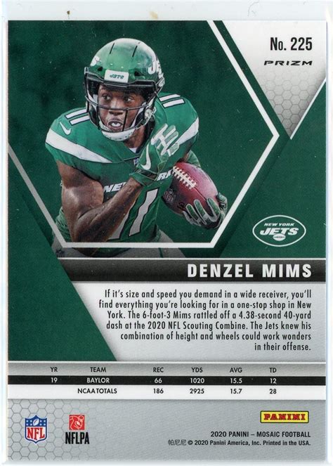 2020 Panini Mosaic Green Prizm Rookie 225 Denzel Mims RC EBay