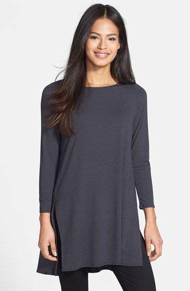 Eileen Fisher Three Quarter Sleeve Ballet Neck Tunic Nordstrom