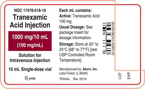 Tranexamic Acid Injection Fda Prescribing Information Side Effects