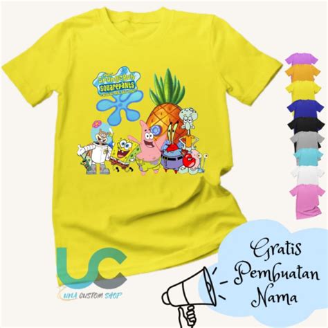 Jual Kaos Anak Custom Gambar Spongebob Squarepants Baju Unisex Terbaru