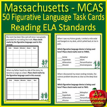 Massachusetts Mcas Reading Test Prep Bundle Task Cards Practice Tests