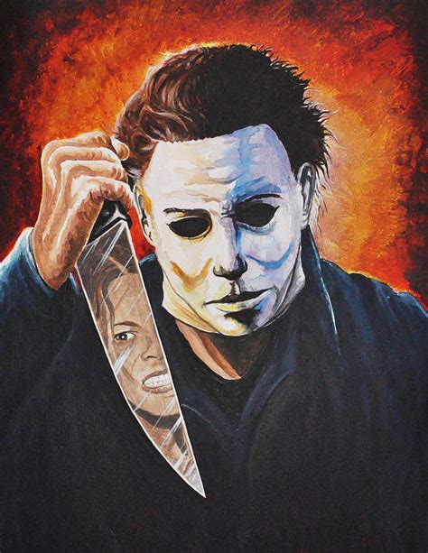 Michael Myers with knife Painting by James Holko - Pixels