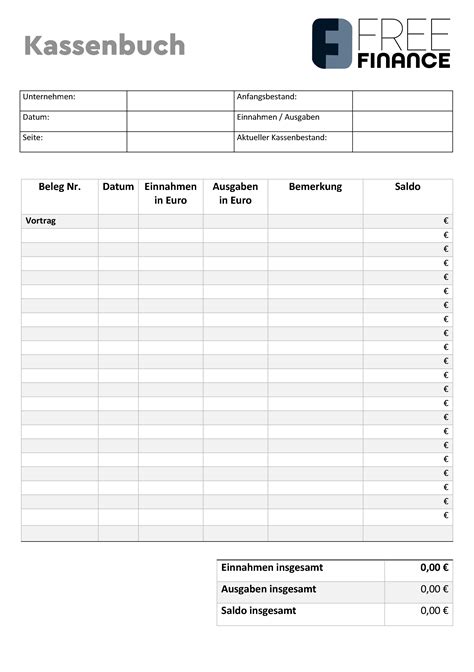 Kassenbuch Einfach Erkl Rt Freefinance