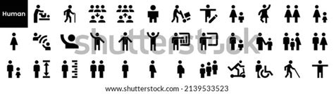 Collection Human Icons Black Flat Icon Stock Vector Royalty Free