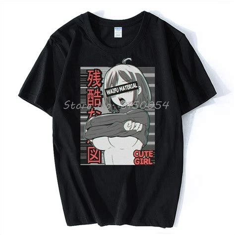 Hip Hop T Shirt Tees Harajuku Funny Ahegao Anime Cute Girl Ecchi Waifu