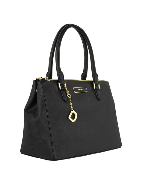 DKNY Saffiano Leather Double Zip Tote In Black Lyst