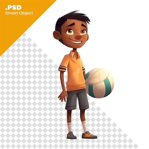 Gar On De Dessin Anim Avec Ballon De Volley Ball Illustration