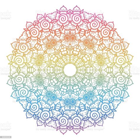 Round Rainbow Mandala Background Stock Illustration Download Image