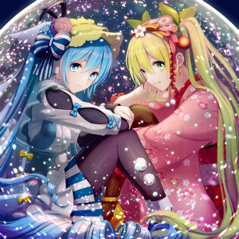 Hatsune Miku Yuki Miku And Sakura Miku Vocaloid Drawn By Akiyoshi