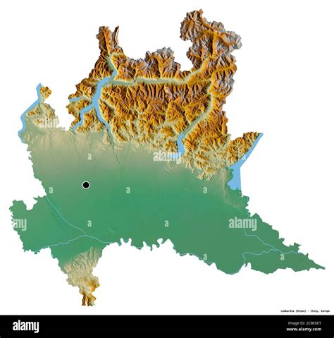 Shape Of Lombardia Region Of Italy With Its Capital Isolated On White