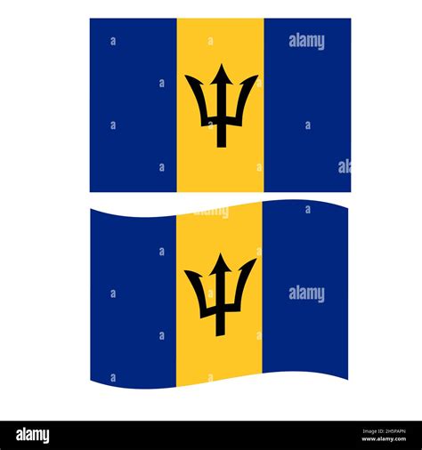 Flag Of Barbados On White Background National Flag Of Barbados Waving