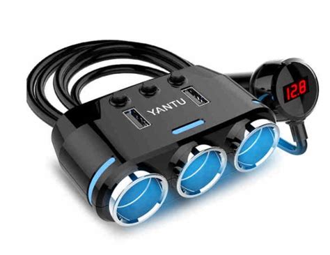 Автомобильный разветвитель прикуривателя YANTU 3 в 1 + USB 12/24 вольт ...