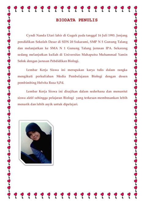 Contoh Biodata Penulis Buku Cerita Contoh Biodata Lengkap Dan Singkat Images