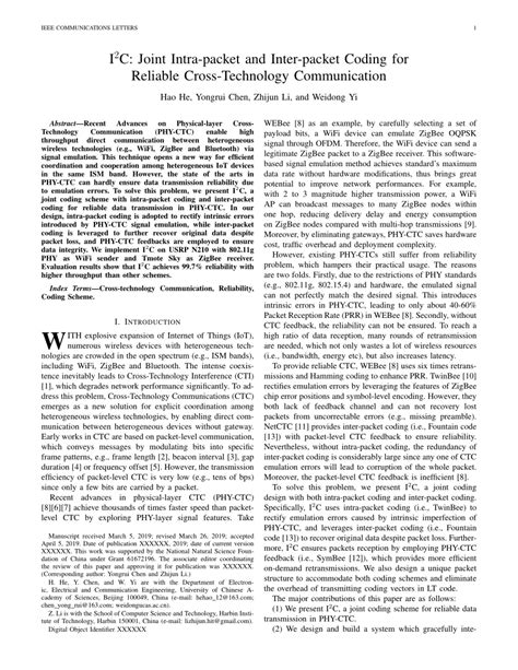 PDF I 2 C Joint Intra Packet And Inter Packet Coding For Reliable