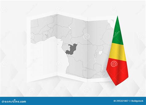 A Grayscale Map of Congo with a Hanging Congolese Flag on One Side. Vector Map for Many Types of ...