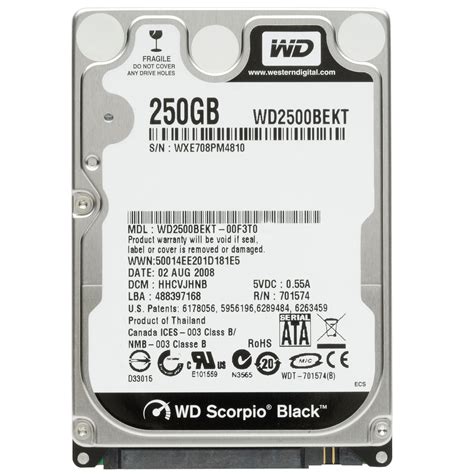 Western Digital 250GB 2.5" SATA Hard Drive